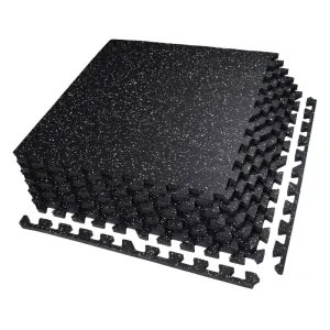 Factory Direct 0.56” Anti Slip Interlocking Garage Gym Floor Tiles Rubber + EPDM Eco friendly Waterproof Protective