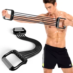 Factory Direct 5pcs PP Plastic Latex Tube Chest Expander Resistance Bands for Yoga Pilates Training