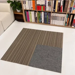 Factory Direct Anti-Static Carpet Tiles with PE Backing, Grey Striped, High-Traffic Office, Mall, and Commercial Flooring