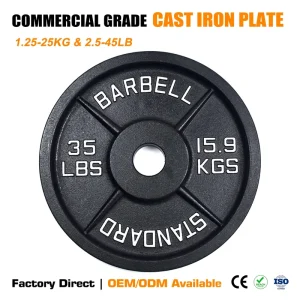 Factory Direct Black Paint Cast Iron 4-Rib Weight Plate Standard Cast Iron Barbell Weight Plates for Weightlifting