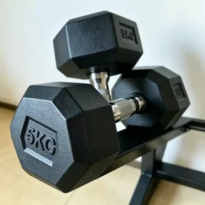 Factory Direct Cast Iron Hexagonal Rubber-Coated Dumbbell Set for Strength Training
