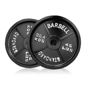 Factory Direct Cast Iron and Rubber Barbell Plates, 2.5-45 lb