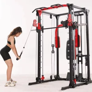 Factory Direct Commercial Integrated Dual Adjustable Pulley System Smith Power Rack with Lat Pulldown Low Row for Fitness Club