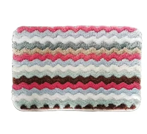 Factory Direct Flocking Woven Carpet Floor Mat, Hotel Bathroom Mat, Anti-Slip, Absorbent, Water-Resistant, Wave Color