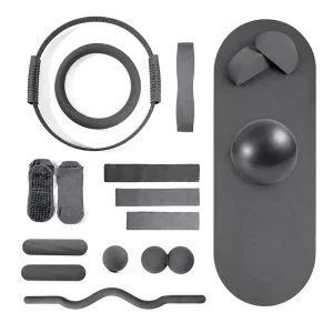 Factory Direct Gray Yoga and Pilates Accessories Set with Smooth Yoga Ball for Core Balance Training