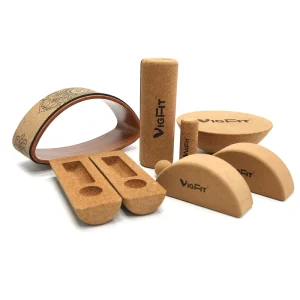 Factory Direct Natural Cork and Wood Yoga Accessories Set