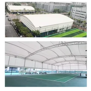 Factory Direct Outdoor Steel Frame Pickleball Padel Court Cover Sun Shade Canopy Roof PVDF Tensile Membrane Structure Tent