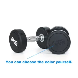 Factory Direct Round-Head Rubber-Coated Solid Steel Dumbbells for Gym Fitness Strength Training