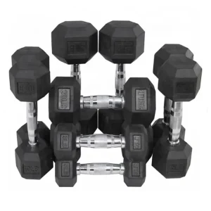 Factory Direct Rubber-Coated Hex Dumbbells for Commercial Gym Use