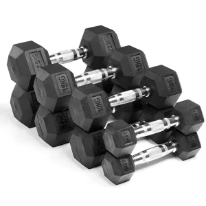 Factory Direct Rubber-Coated Hex Dumbbells for Commercial Gym Use