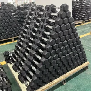 Factory Direct Rubber-Coated Hex Dumbbells for Strength Training and Commercial Gym Use