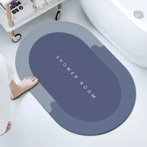 Factory-Direct Supply Oval Diatom Mud Heart-Patterned Modern Minimalist Doormat Quick-Drying Bath Mat for Bathroom Entrances