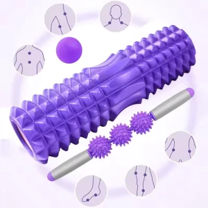 Factory Direct Support Custom Logo Deep Tissue 6-in-1 Muscle Massage Stick Hoop Band Foam Roller Set
