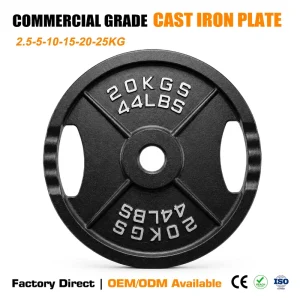 Factory Direct Two-Handle Four-Rib Cast Iron Weight Plate with Paint Coating for Gym Weightlifting