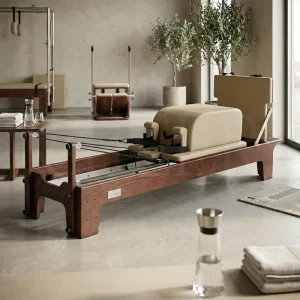 Factory Direct Walnut Pilates Reformer with Wheels, Accessories, Complete Set for Pilates Studio and Home Fitness