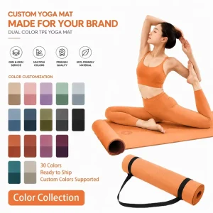 Factory Double-Layer Two-Tone TPE Yoga Mat 6/8mm Thick Non-Slip Water-Resistant 183*61*6mm