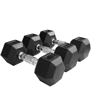 Factory Durable Anti-Slip Unisex Rubber Hex Dumbbell Set Free Weight Gym Equipment LB Custom Logo