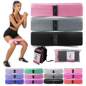Factory Fabric Hip Booty Resistance Band Set with Bag, Cotton Polyester