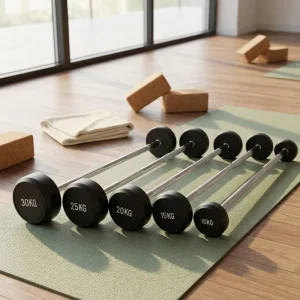 Factory Fixed Straight Barbell Rubber Coated Anti-Slip Iron Strength Training Equipment