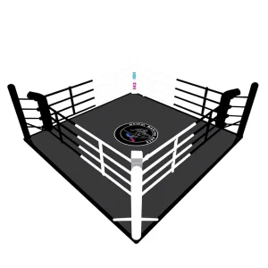 Factory Foldable Boxing Ring, Heavy-Duty Black Canvas PVC Ring for Muay Thai
