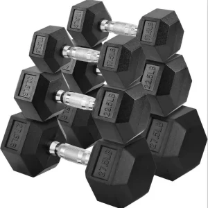 Factory GM-3121 Electroplated Handle Rubber Hex Dumbbells Cast Iron Core Gym Equipment