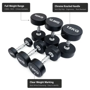 Factory OEM Round-Head Rubber-Coated Weightlifting Dumbbell for Gym and Home