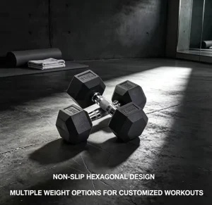Factory Price 20kg Hex Cast Iron Rubber-Covered Dumbbell Set