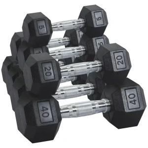 Factory Price Hexagonal Rubber Coated Dumbbell Gym Equipment Weight Lifting Hex Dumbbell Set