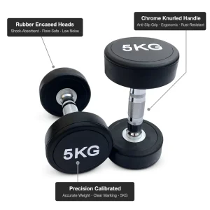 Factory Round-Head Fixed Rubber-Coated Dumbbell for Commercial Gym Arm Training