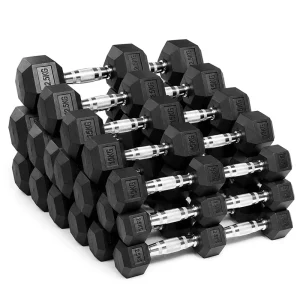 Factory Rubber Coated Cast Iron Core Hex Dumbbell Set 2.5kg-50kg Professional Gym Weights Strength Training Durable