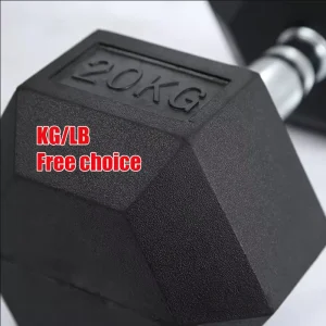 Factory Rubber-Coated Hex Dumbbells, Free Weights for Gym