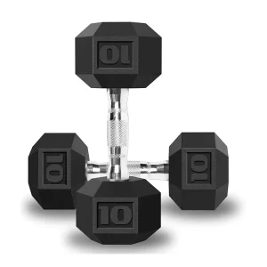 Factory Rubber-Coated Hexagonal Dumbbell Set, Solid Cast Iron, 2.5-50kg