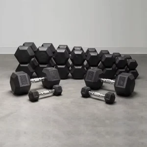 Factory Rubber Hex Dumbbell Set 50 kg for Gym Training