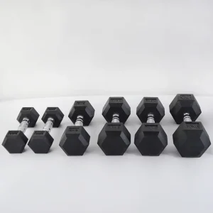 Factory Supply Gym Equipment Black Fixed Custom Logo Rubber Hex Dumbbell