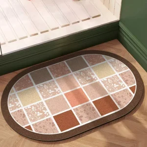 Factory Supply High-Density Skin-Friendly Diatom Mud Oval Mat Water-Absorbent Toilet Entry Hall Balcony Mat