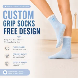 Factory Supply Knit Cotton Women’s Non-Slip Grip Yoga Pilates Socks Mid-Calf