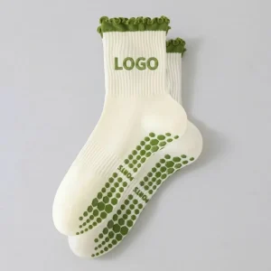 Factory Supply Organic Cotton Youth Women’s Non-Slip Grip Yoga Pilates Socks with Custom Printed Design and Bottom Logo