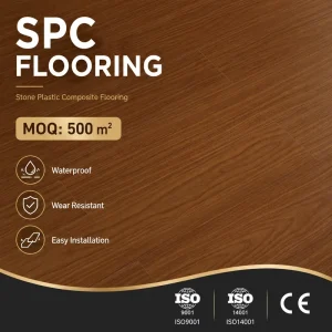 Factory Supply SPC Vinyl Flooring Fireproof High Gloss Real Wood Grain 7mm 10mm SPC Flooring Indoor