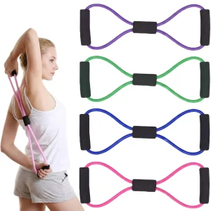 Figure 8 Resistance Bands with Foam Handles TPE Exercise Band for Women Arm Shoulder Back Chest Stretch Training Pilates Fitness