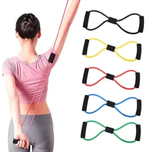 Figure 8 Resistance Exercise Bands 25 lb TPE Set for Home Gym Training