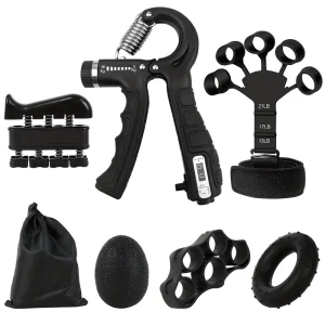 Finger Grip Trainers Adjustable Hand Grip Strengthener with Anti-Slip Metal Parts 6 Pack for Arms Exercise