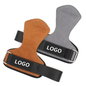 Fingerless Leather Fiber Gym Hand Grips with Carbon Palm Protection