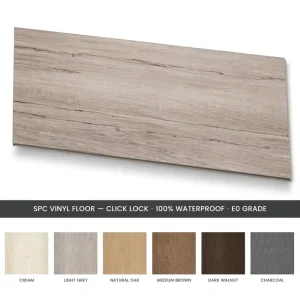 Fireproof SPC Click Flooring with UV Coating for Hotel Interior, Formaldehyde Free, Click Lock System