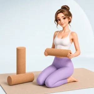 Firm Natural Cork Massage Foam Roller for Yoga, Pilates, and Deep Tissue Massage