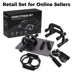 Fitness Accessories Set with Ab Wheel, Jump Rope, and Hand Gripper, Home Workout Kit