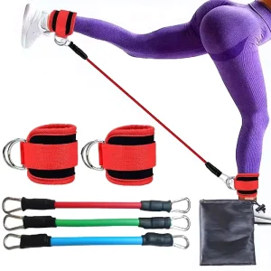 Fitness Ankle Foot Buckle Leg Hip Training Tensioner Ankle Strap Cuff Leg Resistance Bands Nylon TPE 60lbs Comfortable