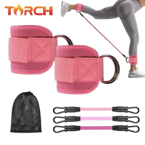 Fitness Ankle Strap Glute-Lifting Latex Resistance Band for Cable Station Hip Raises and Leg Training