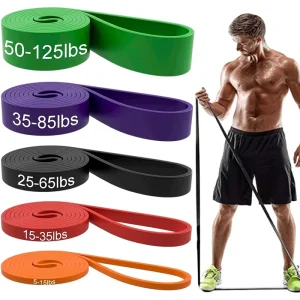 Fitness Exercise Elastic Loop Resistance Bands TPE Material 5 Resistance Levels 66/76/86cm for Full Body Workout