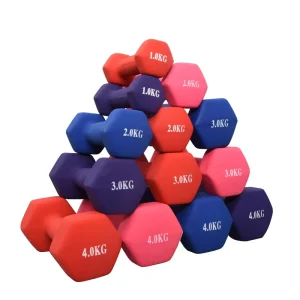 Fitness Gym Equipment Custom Logo Vinyl Dumbbell Rubber Hexagon Dumbbells Neoprene Dumbbells Set