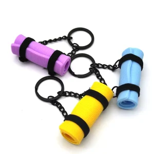 Fitness Keychain Yoga Mat Bluetooth Bar Charm Sports Bag Pendant